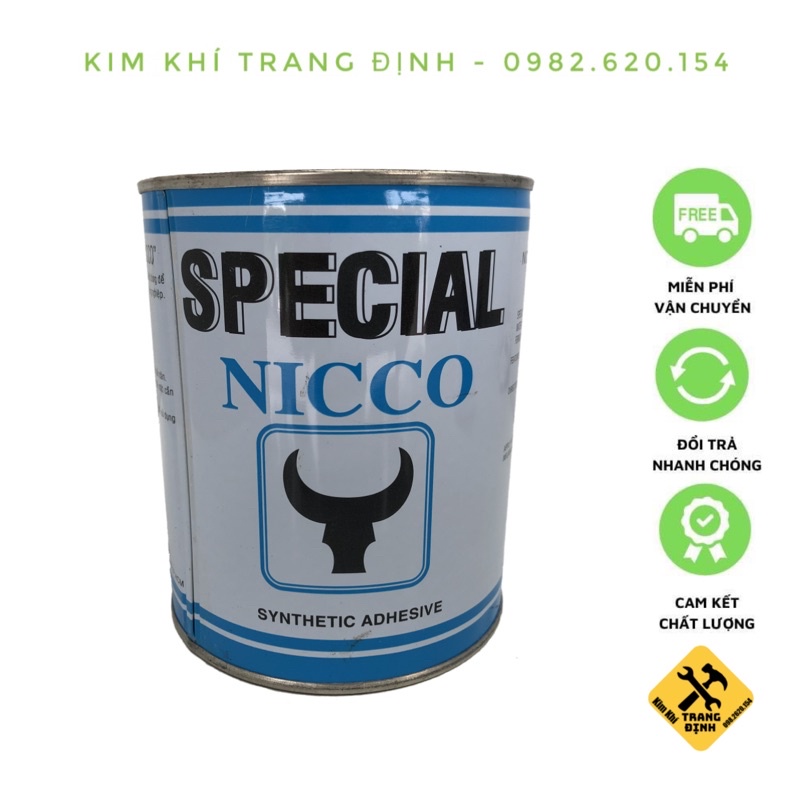 Keo dán cao su,nhựa, tấm focmica, gỗ Nicco 600ml