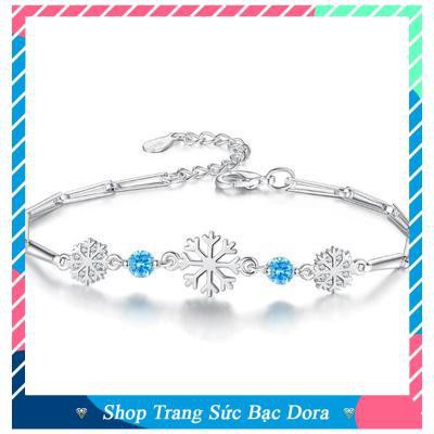 Lắc tay nữ BẠC Hoa Tuyết Đá Xanh Bạc 925 .Vòng tay bạc nữ nam phong thủy