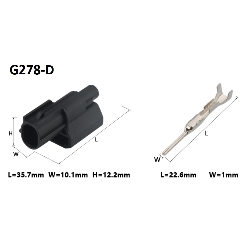 G278-Giắc cắm dây điện chống thấm ô tô Đầu nối dây nịt 1 lỗ 1.2mm màu đen