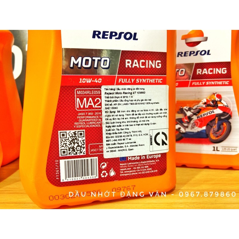 Dầu Nhớt Repsol Racing Moto 10W40 4T chính hãng