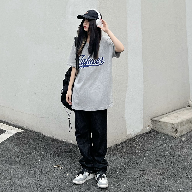Áo thun form rộng tay lỡ Yinxx phông unisex nam nữ màu xám oversize ATL51