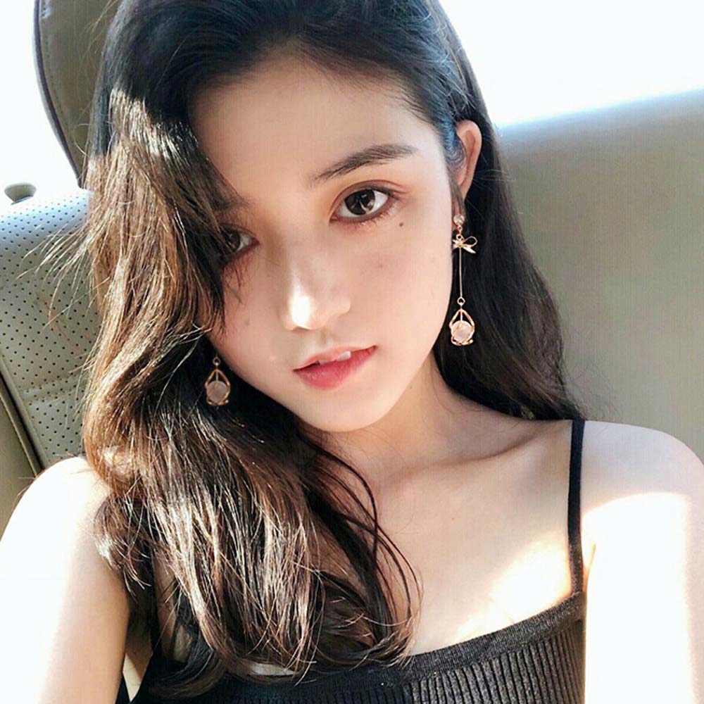 MXGOODS Gift For Women Small Bow Water Drop Long Pendant Accessories Stud Earrings