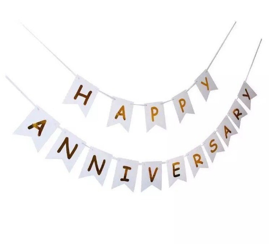 Dây Treo Trang Trí Màu Vàng In Chữ Happy anniversary