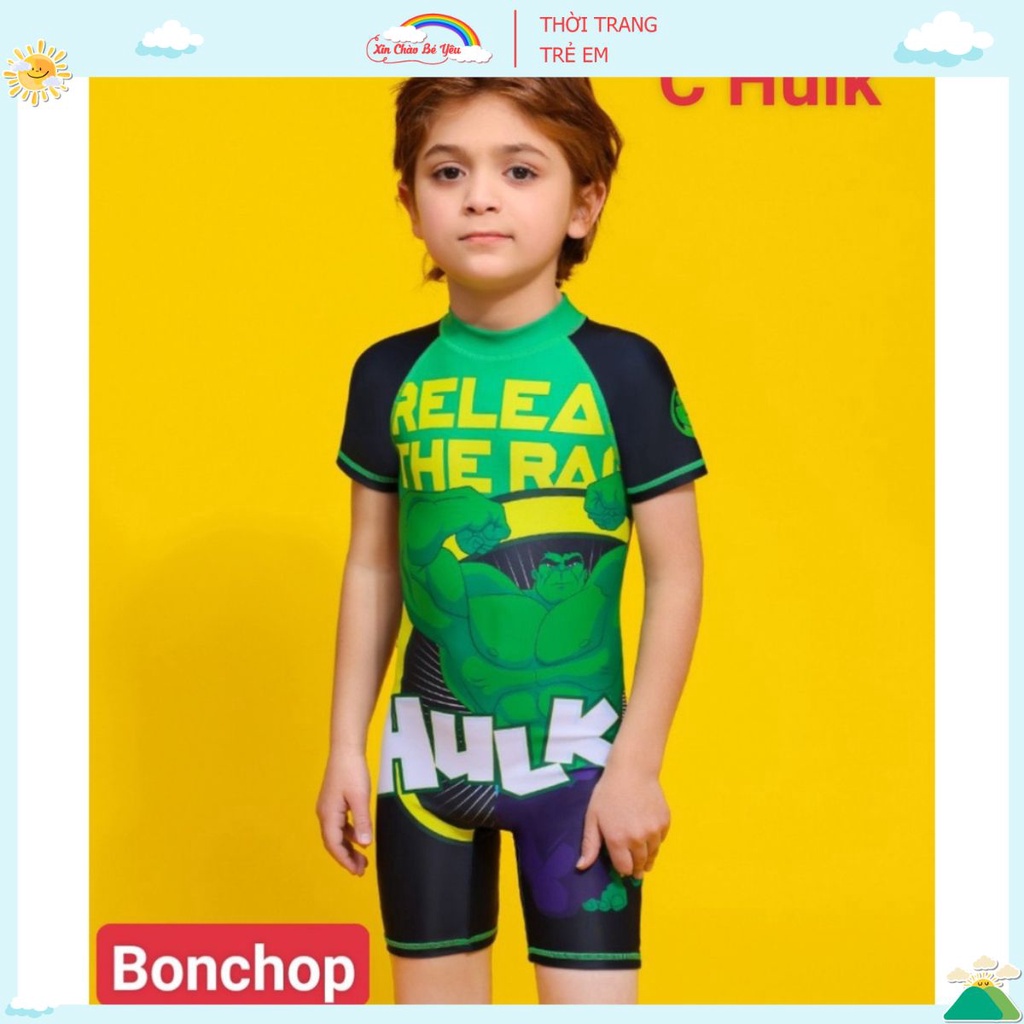 BỘ ĐỒ BƠI BÉ TRAI LIỀN MẢNH SIÊU NHÂN HULK MÀU XANH CỰC CHẤT C