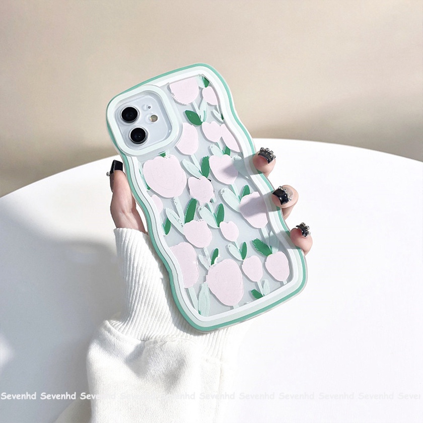 Ốp Điện Thoại Mềm Họa Tiết Hoa Tulip Hồng Cho iPhone 13 12 11 Pro Max Xs Max Xr X 7 8 6 6s Plus