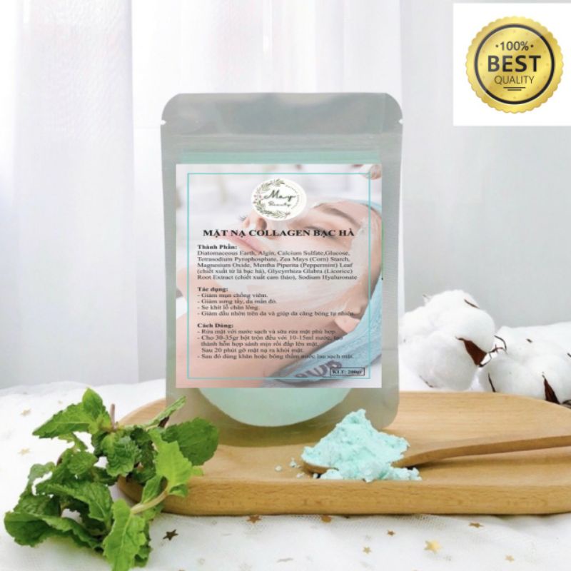 1kg Bột Mặt Nạ Collagen Bạc Hà dạng dẻo thạch nguyên chất handmade