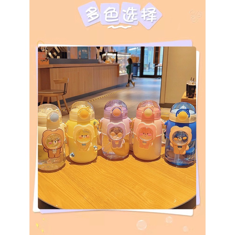 Bình Nước Cho Bé Đi Học Có Ống Hút, Bình Nước Cho Bé Cute 720ml, Bình Đựng Nước Cho Bé Hình Gấu