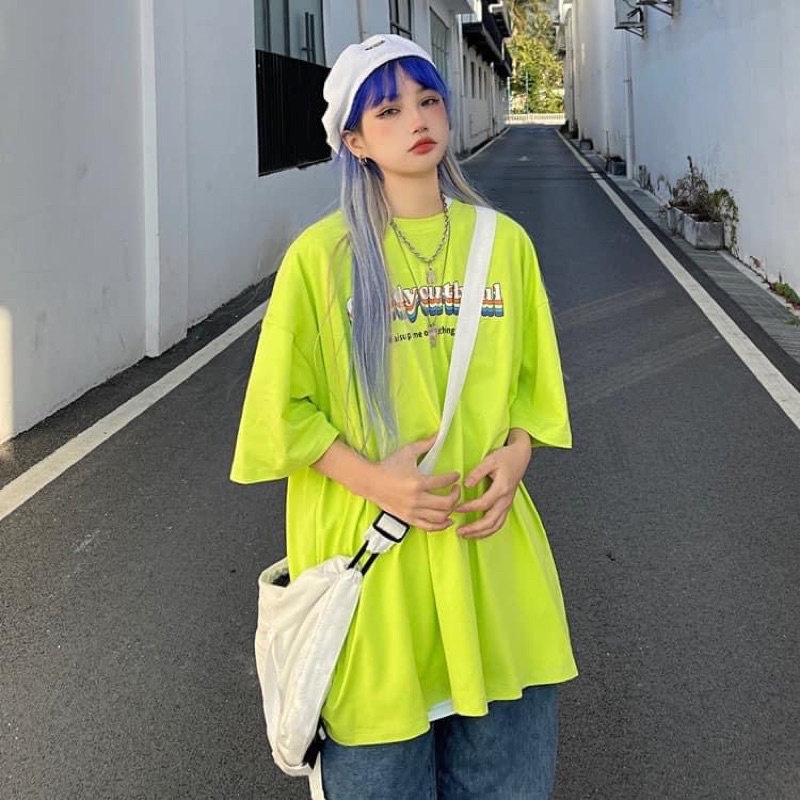 Áo thun unisex cổ tròn form rộng nam nữ hình in chữ