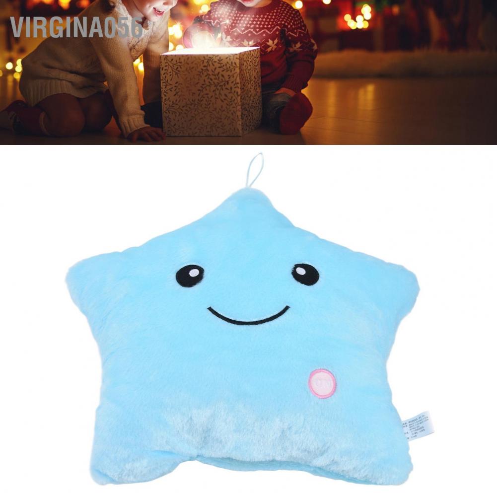 Virgina056 Luminous Pillow Star Shape Beautiful Color Cute Glowing Plush Throw for Party Daily Decoration