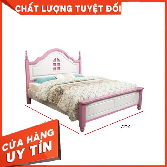 ( Nhập Khẩu) Giường ngủ trẻ em kiểu Hàn gỗ sồi 1m5x2m, giường ngủ cho bé GUT014