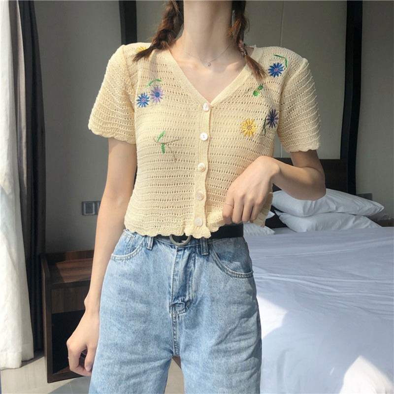 Brroa Áo Khoác Cardigan Dệt Kim Dáng Rộng Hở Lỗ Phối Ren Hoa Phía Trước Đơn Giản Cho Nữ