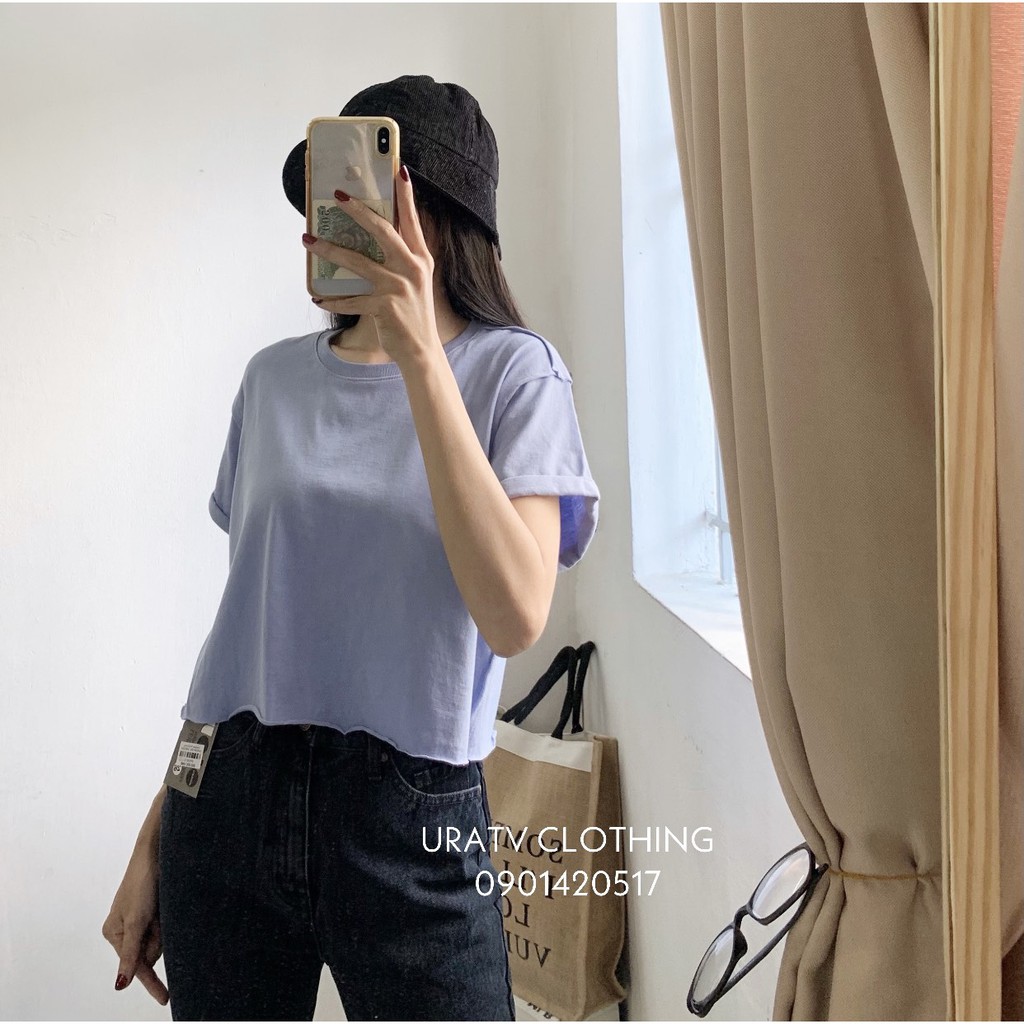 [FREESHIP] Áo croptop tay ngắn gấp line F21 155