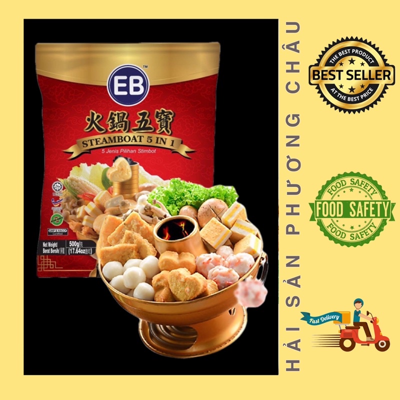 [HỎA TỐC SG] Viên thả lẩu Malaysia 5in1 EB thơm ngon lẩu nướng chiên đều ngon 500g