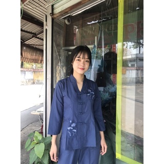 ĐỒ LAM ĐI CHÙA   Bà Lai Tim Kate Mịn có thêu hoa sen dành cho nữ