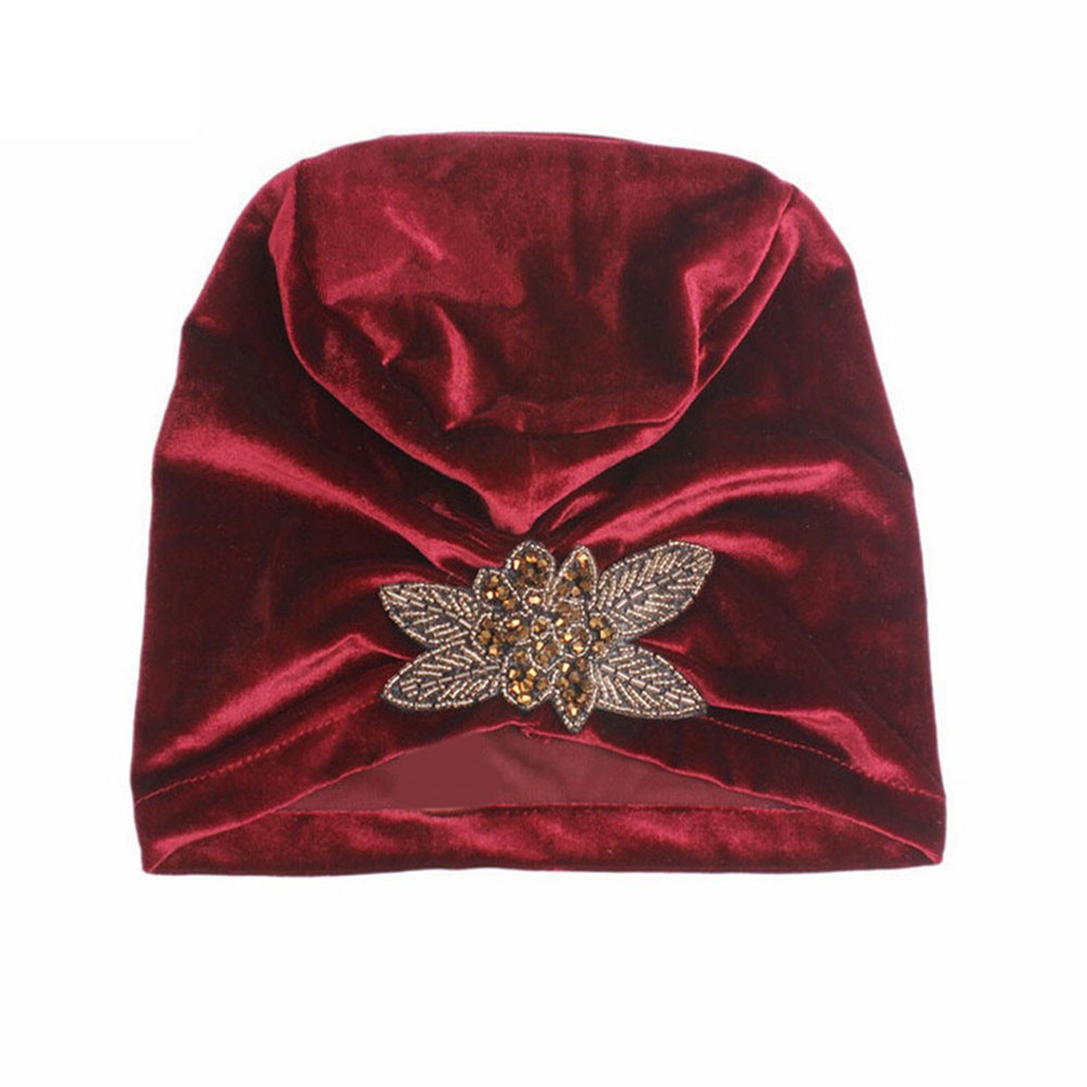 Mũ Nhung Trùm Đầu Đính Hạt Phong Cách Hồi Giáo Cho Nữ