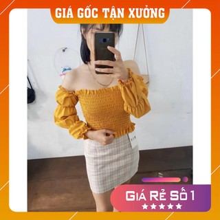 Áo voan nhúng tay phồng bẹt vai/ áo kiểu nữ/ áo kiểu đẹp/ áo kiểu nữ cao cấp/ áo kiểu nữ đẹp