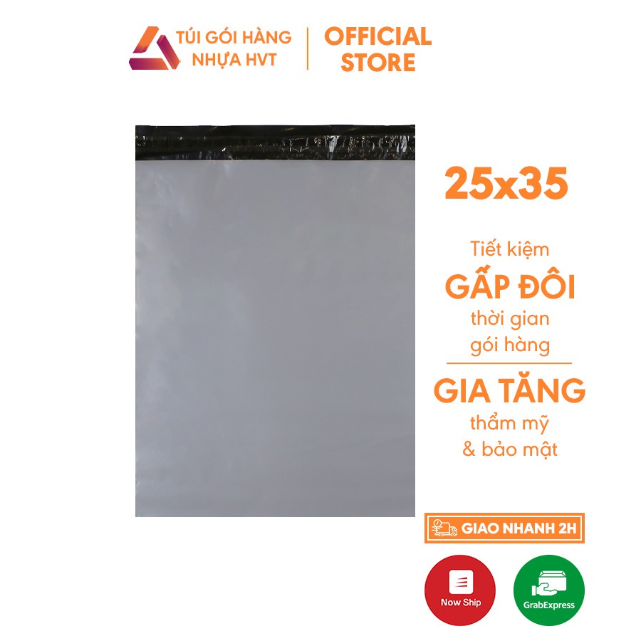 Túi gói hàng niêm phong HVT màu xám cao cấp size 25x35cm