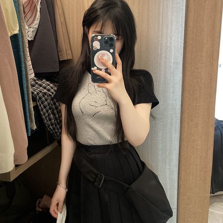 Áo Thun Ngắn Tay Dáng Ôm Dễ Phối Đồ Thời Trang Dành Cho Nữ