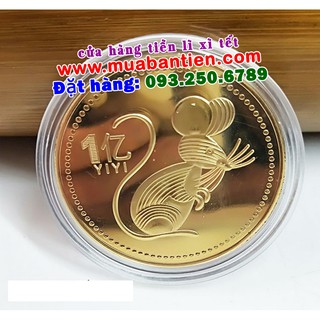 Bộ 2 đồng xu may mắn hình chuột lì xì Tết của Đài Loan