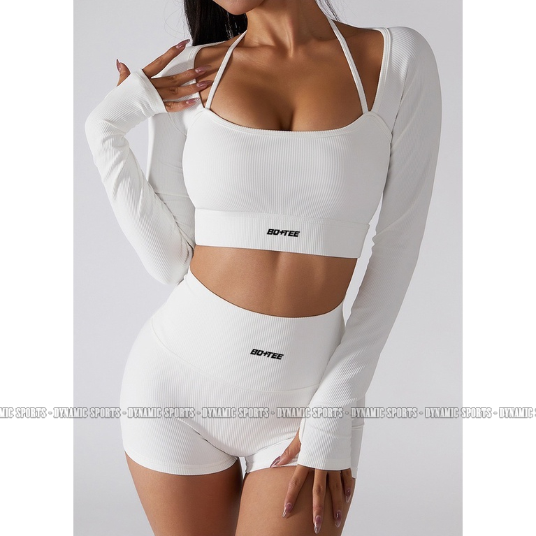 Áo dài tay và Quần dài/Short Trinity - Set bộ thể thao tập Gym, Yoga, Aerobic nữ dệt gân co giãn mềm mịn