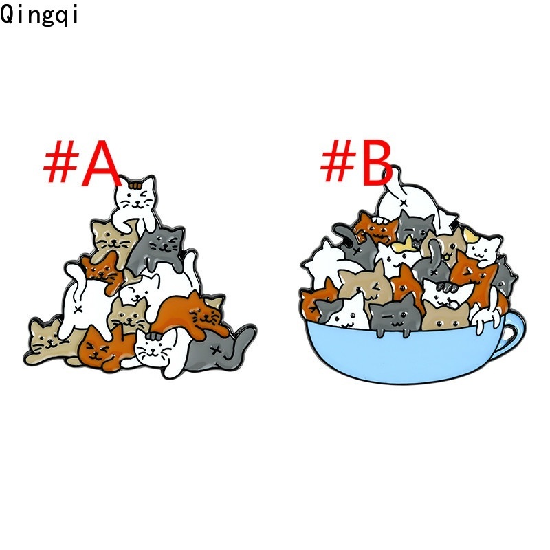 Ghim cài áo MISS ZOE hình cốc cà phê mèo hoạt hình dễ thương