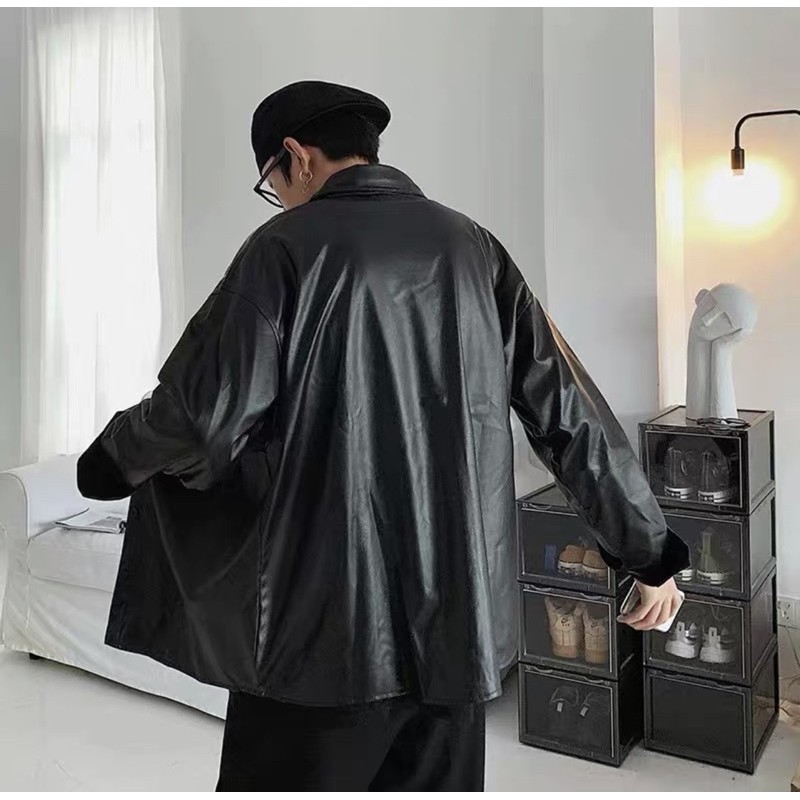 Áo da kiểu dáng sơmi