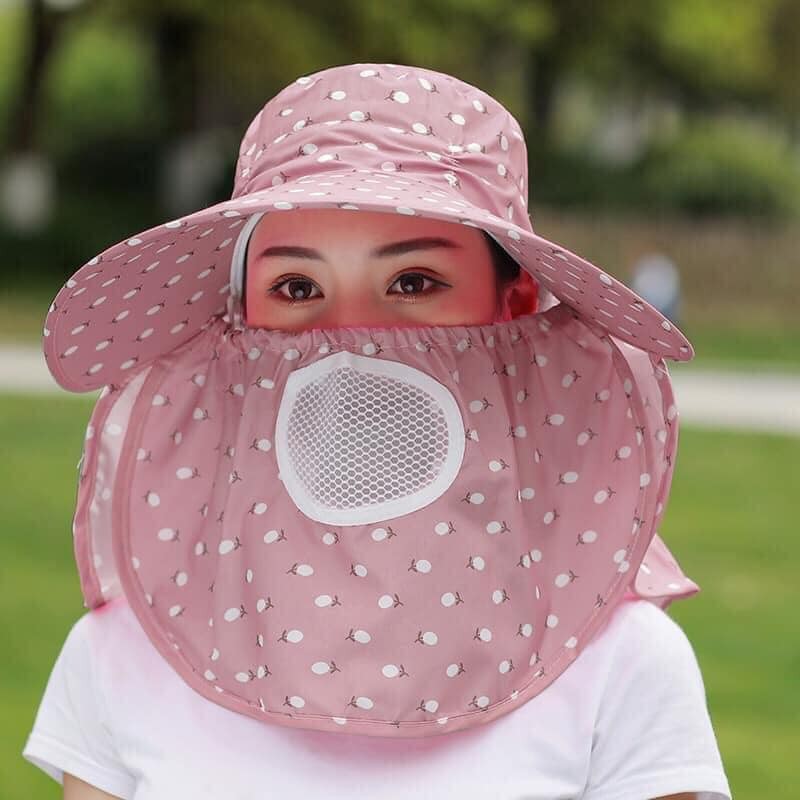 MŨ CHỐNG NẮNG RỘNG VÀNH KÈM CHE MẶT SIÊU TIỆN DỤNG