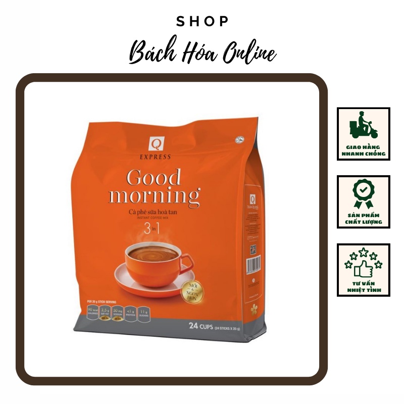 ☕ Cà phê buổi sáng good morning, cà phê hòa tan 3 in 1 bịch 480g x 24 gói (20g/ gói)