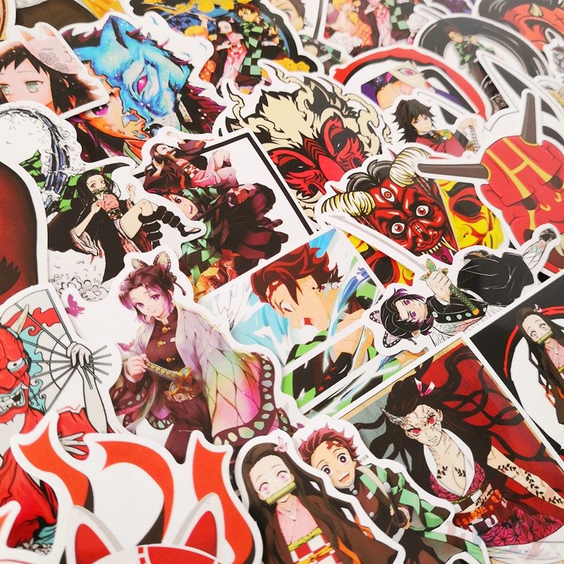 ❉ Demon Slayer: Kimetsu no Yaiba - Series 02 Giấy và decal dán tường ❉ 50Pcs/Set Anime Mixed Skateboard Doodle Stickers
