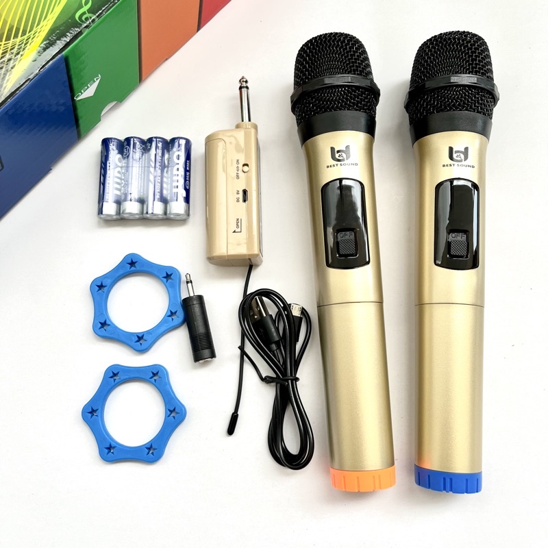 Bộ 2 mic karaoke không dây đa năng dùng cho loa kéo âm ly
