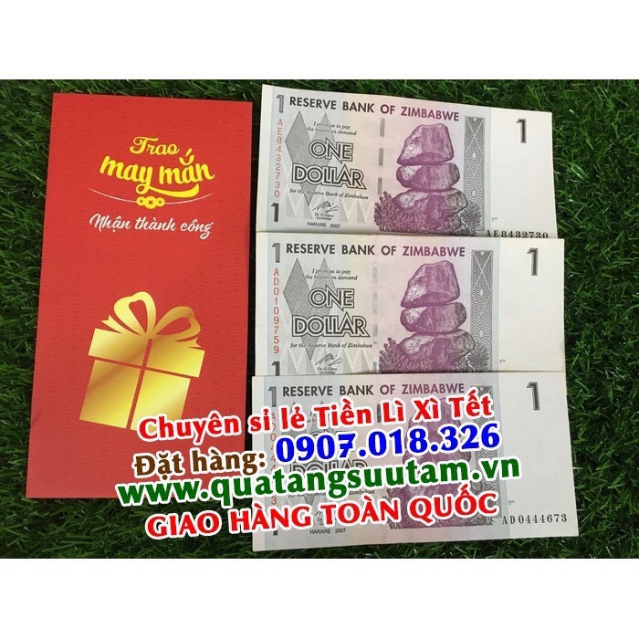 Lì xì Tết tờ tiền hình con trâu Zimbabwe may mắn, tặng bao lì xì sang chảnh