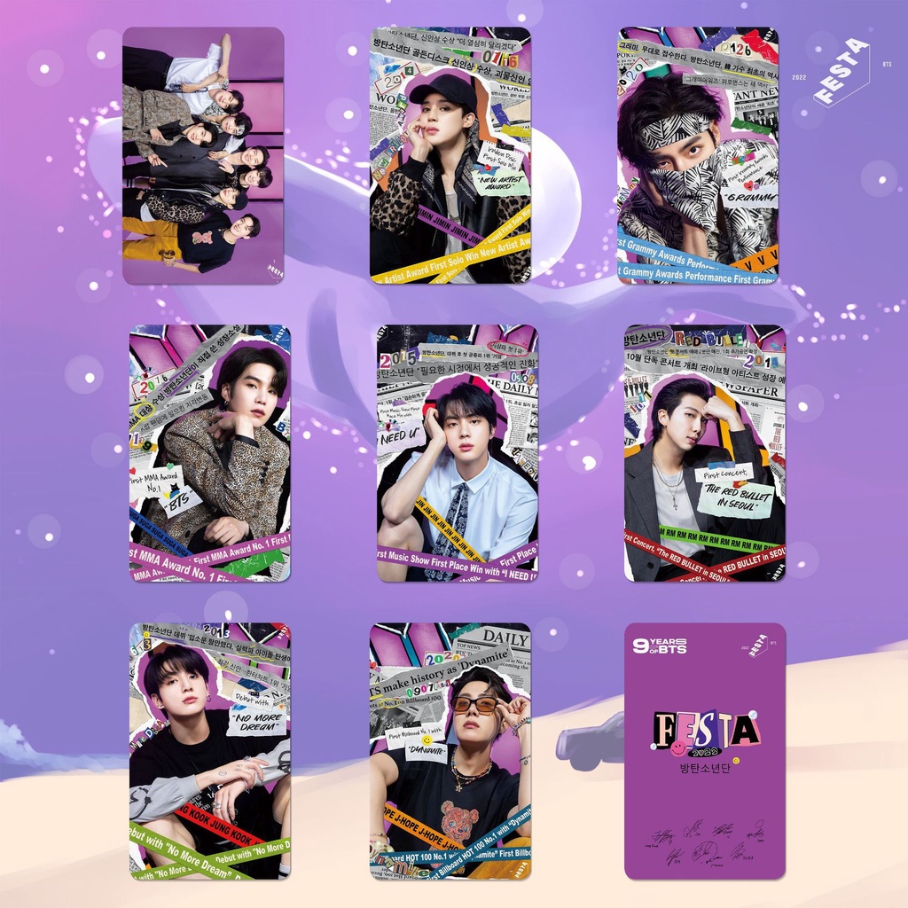 BTS 9º Aniversário Photocard Álbum &quot;Proof&quot; Periférico Photo Card Foto do Grupo LOMO Card