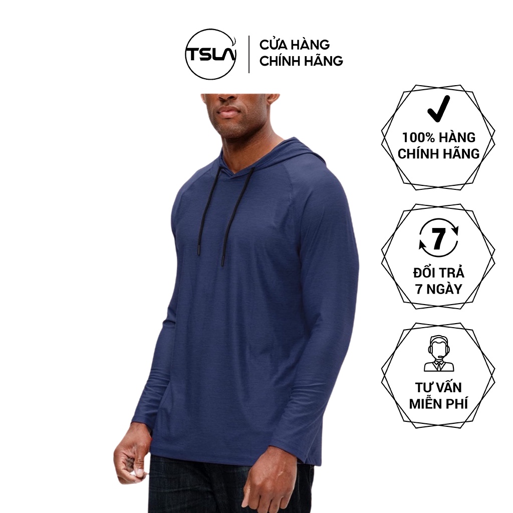 Áo hoodie thể thao nam TSLA form rộng chất thun kháng khuẩn chống uv co giãn dành cho tập gym workout đá bóng rổ