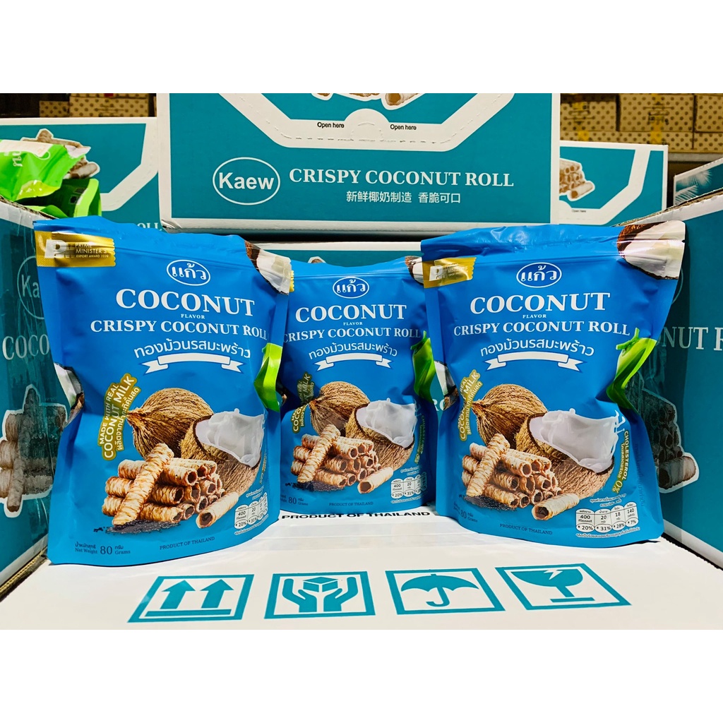 Bánh Kẹo Ăn Vặt Cuộn Dừa Thái Lan Kaew Vị Truyền Thống Thơm Ngon