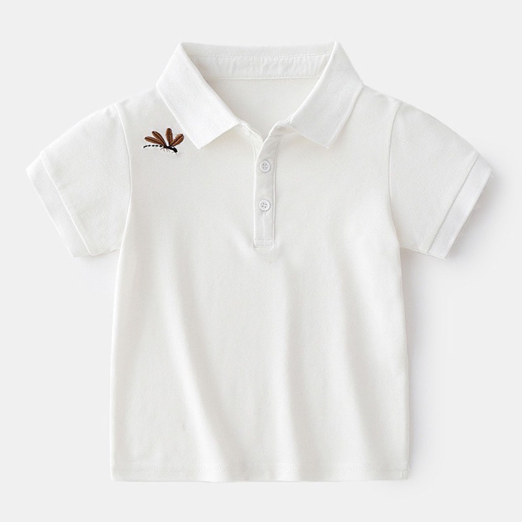 Áo Polo cho bé LILA KIDS, Áo cộc tay thêu hình chuồn chuồn chất cotton cao cấp cho bé từ 10-25kg