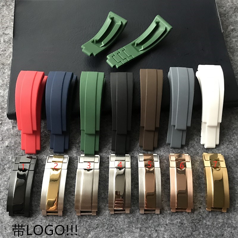 Rolex Dây đeo đồng hồ bằng cao su màu xanh đen 0715 cho thuyền kayak
