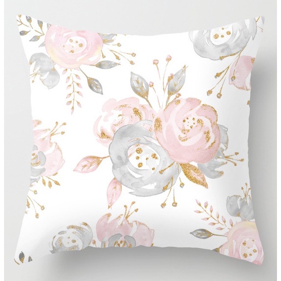 Vỏ gối vuông họa tiết hoa kích thước 40x40cm/ 45x45cm/ 50x50cm/ 60x60cm dành cho trang trí nhà cửa