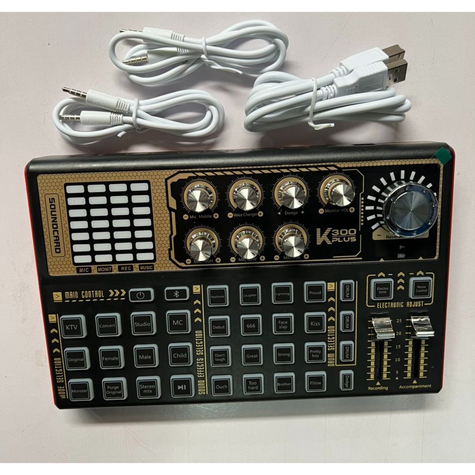 Sound Card K300 Plus Phiên Bản Mới Nhất 2022 . Hỗ Trợ Livestream Bigo, Facebook...Tích Hợp Autotune. Bảo Hành 12 Tháng