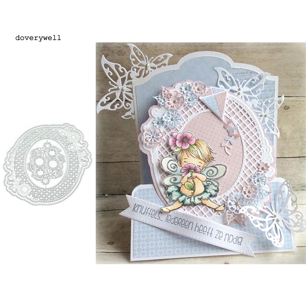 Khuôn Cắt Giấy Làm Từ Kim Loại Hình Oval Trang Trí Scrapbook