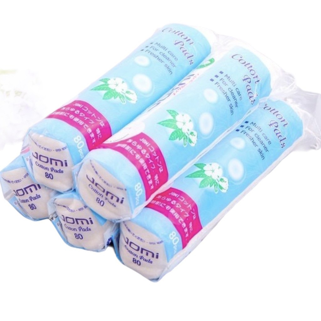 Bông tẩy trang Jomi Cotton Pads Nhật Bản cao cấp 80 miếng và 120 miếng, cấu trúc siêu thấm, siêu mềm mịn, thông thoáng