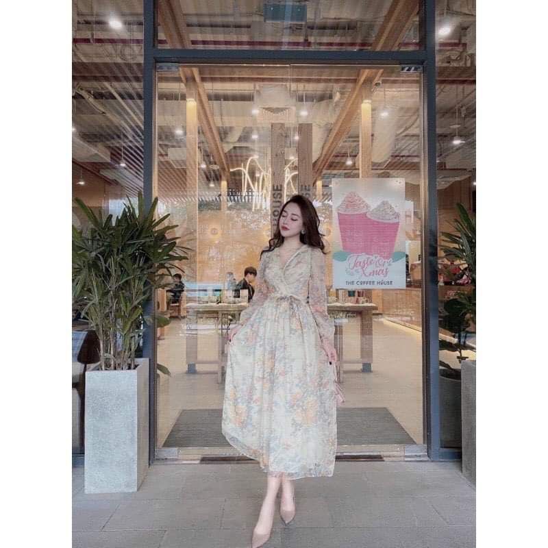 VÁY HOA 3D CỔ V DÁNG MAXI | BigBuy360 - bigbuy360.vn