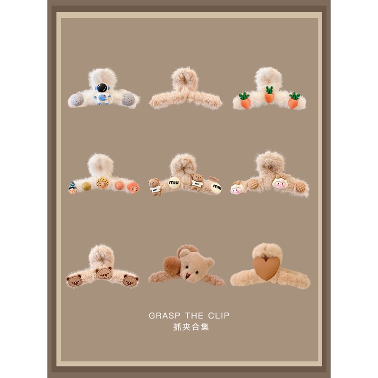 Kẹp tóc phối lông thời trang thu đông Hàn Quốc dễ thương cho nữ