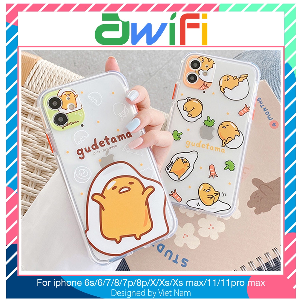 Ốp iphone - Ốp lưng Gudetama trong 4 góc 6s/6splus/7/8/7plus/8plus/x/xs/xsmax/11/11promax - Awifi Case V3-1