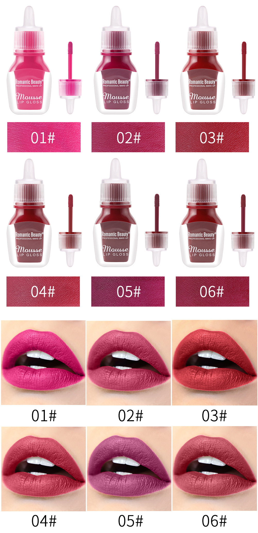 【In stock + fast shipping】Romantic Beauty not easy to stain cup, not easy to fade, European and American make-up portable lip glaze L6931-HS