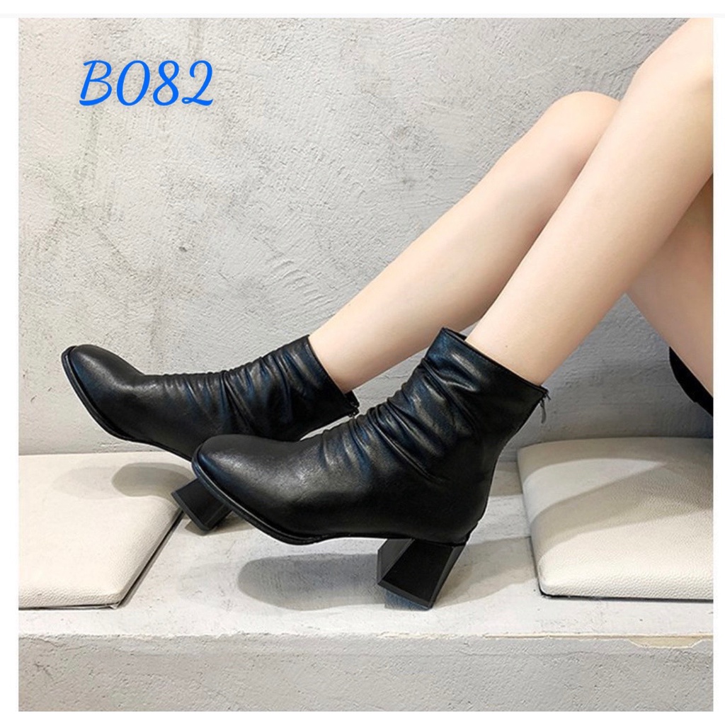 Bốt nữ nhăn nhún trước không gân giữa gót 5 phân