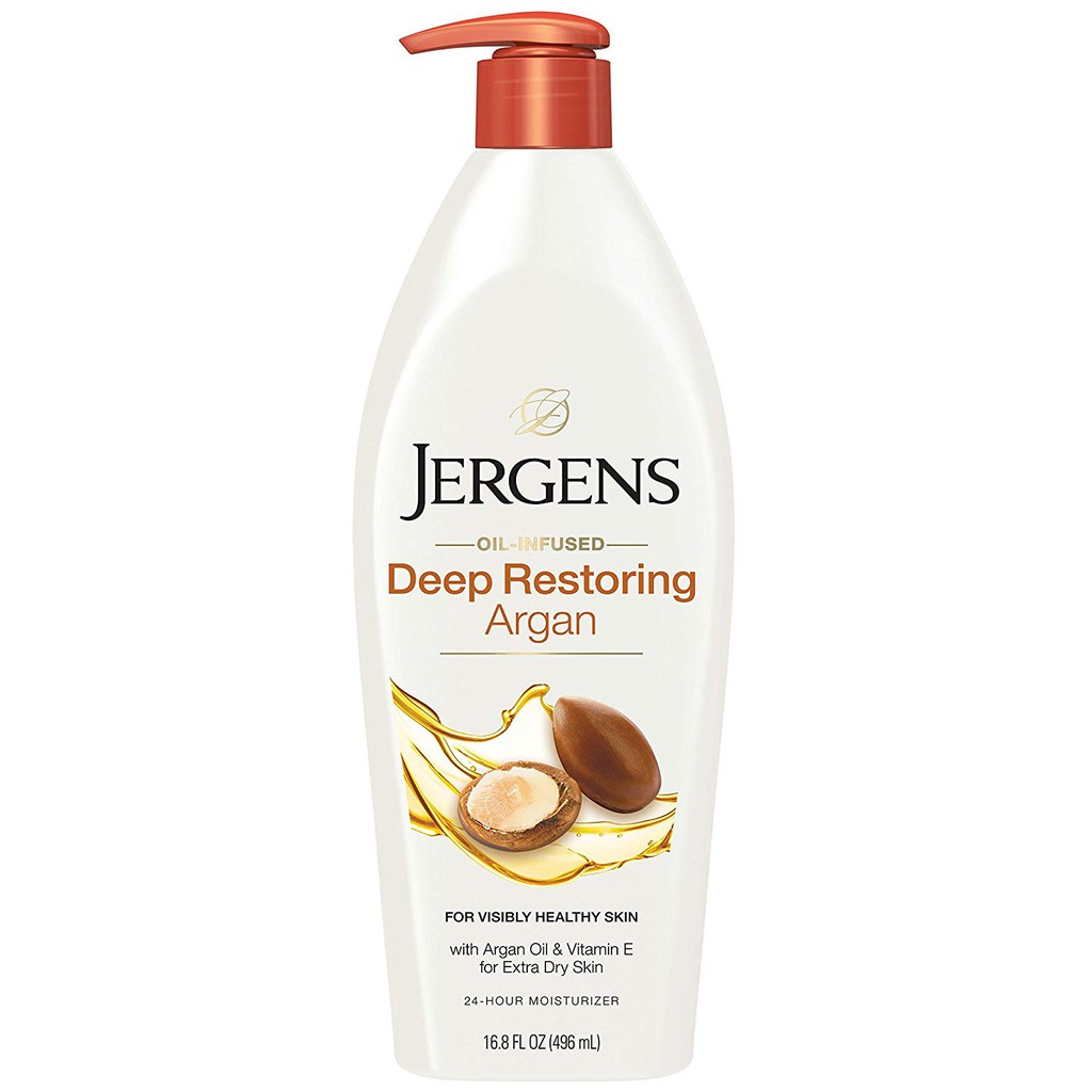 Dưỡng Thể Giúp Phục Hồi Da Khô Hư Tổn Jergens Deep Restoring Argan Moisturizer 496ml (Mỹ)