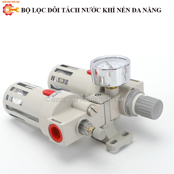 Bộ Lọc Tách Nước Kèm Van Điều Áp Khí Nén-Đầu Lọc Đơn,Đôi Tách Tạp Chất Khí Nén Kèm Bình Châm Dầu Bảo Dưỡng