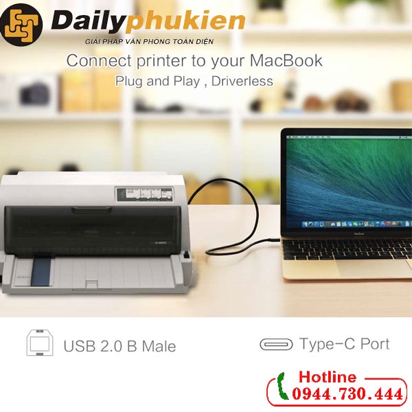 Dây máy in 2m chuẩn C Ugreen 30181 dailyphukien