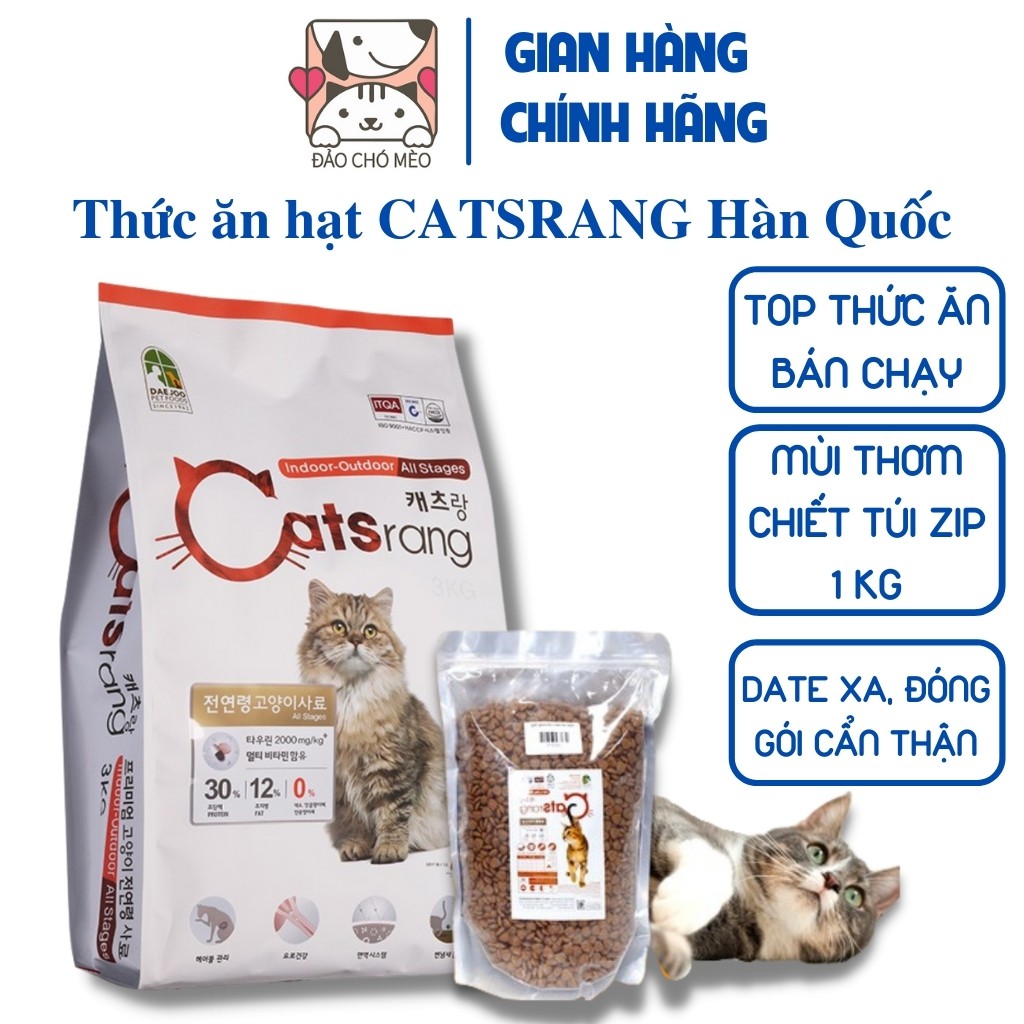 Thức ăn cho mèo hạt CATSRANG cho mèo Hàn Quốc Túi 1kg Chiết - Đảo Chó Mèo