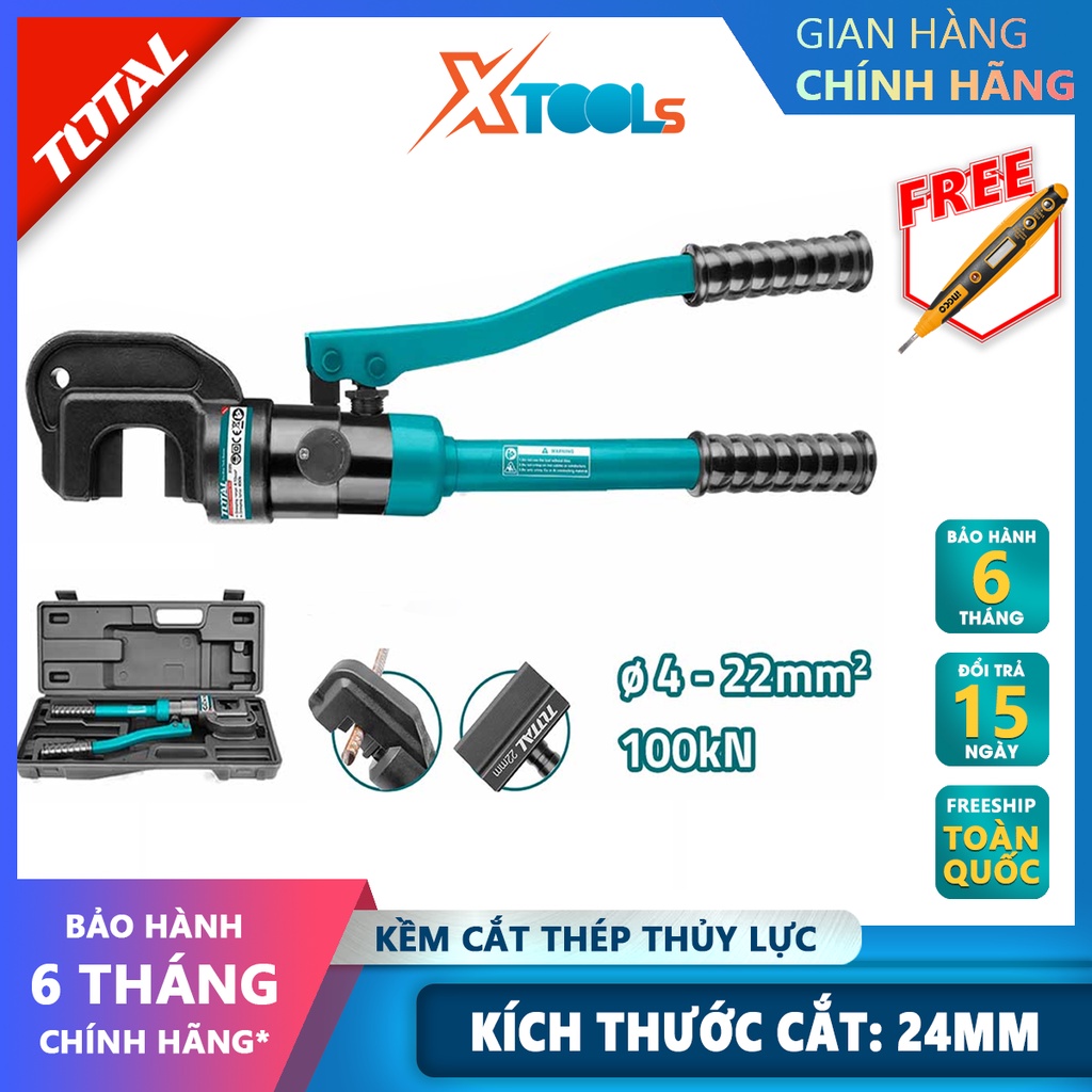 Kìm cắt thép thủy lực TOTAL THSC022 | kềm cắt thủy lực Phạm vi cắt φ4-φ22mm, Lực cắt 100KN , Kích thước cắt 24mm, Chiều